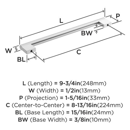Versa Zinc Polished Chrome Cabinet Pull 14