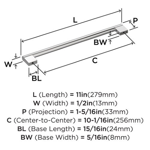 Versa Zinc Polished Chrome Cabinet Pull 15
