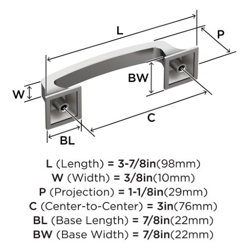 Ville Zinc Polished Chrome Cabinet Pull 5