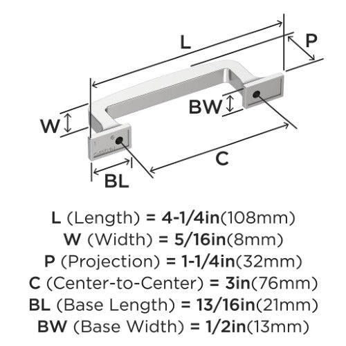 Westerly Zinc Polished Chrome Cabinet Pull 9