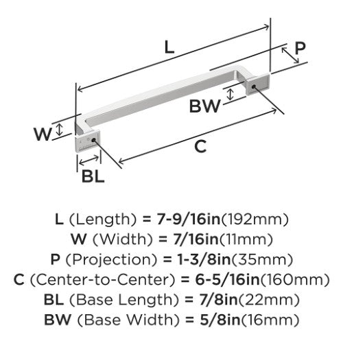 Westerly Zinc Polished Chrome Cabinet Pull 12