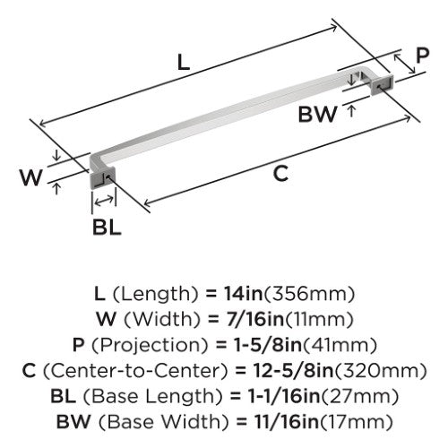 Westerly Zinc Polished Chrome Cabinet Pull 16