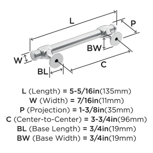 Winsome Zinc Polished Chrome Cabinet Pull 10