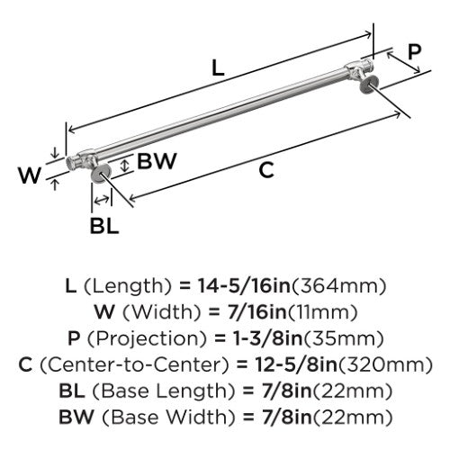 Winsome Zinc Polished Chrome Cabinet Pull 16