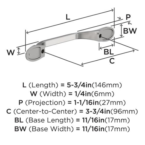 Ravino Zinc Polished Chrome Cabinet Pull 6