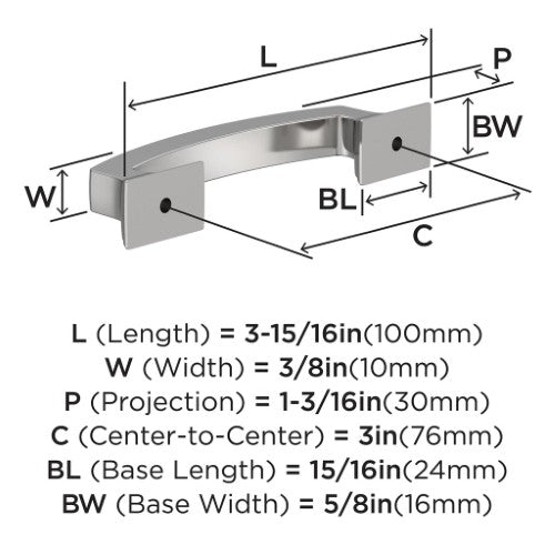 Incisive Zinc Polished Chrome Cabinet Pull 5
