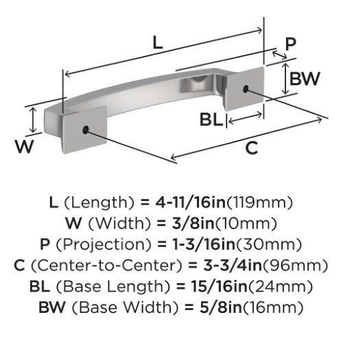 Incisive Zinc Polished Chrome Cabinet Pull 6