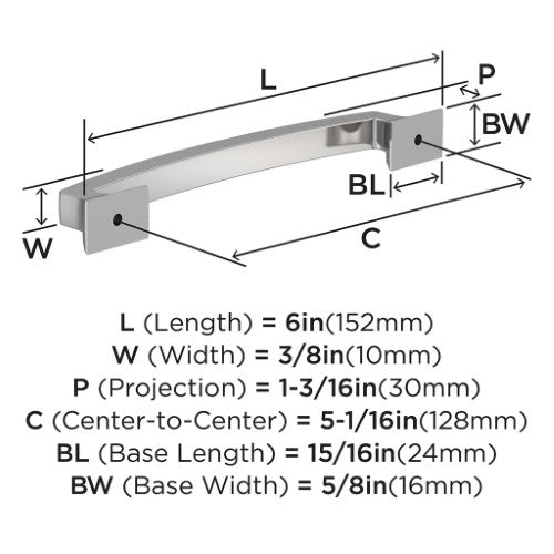 Incisive Zinc Polished Chrome Cabinet Pull 7