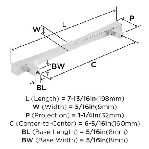 Pailou Zinc Polished Chrome Cabinet Pull 6