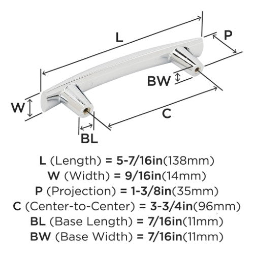 Willow Zinc Polished Chrome Cabinet Pull 5