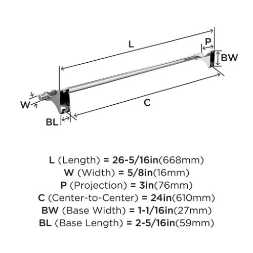 Davenport Zinc & Stainless Steel Chrome Towel Bar 4