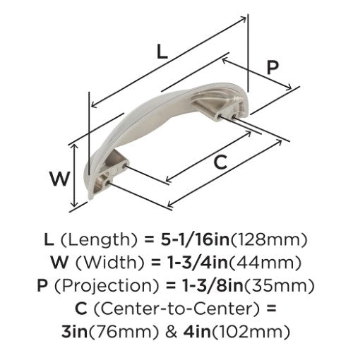 Ashby Zinc Polished Nickel Cabinet Pull 2