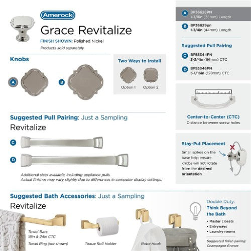 Grace Revitalize Zinc Polished Nickel Cabinet Knob 5