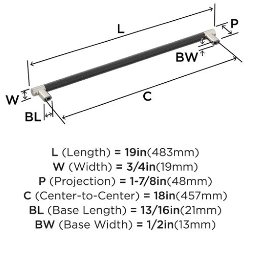 Esquire Zinc & Stainless Steel Polished Nickel / Black Bronze Appliance Pull 5