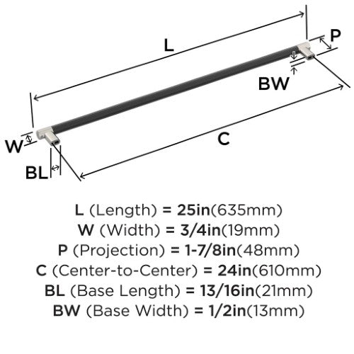 Esquire Zinc & Stainless Steel Polished Nickel / Black Bronze Appliance Pull 6