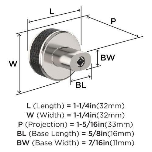 Esquire Zinc Polished Nickel / Black Bronze Cabinet Knob 2