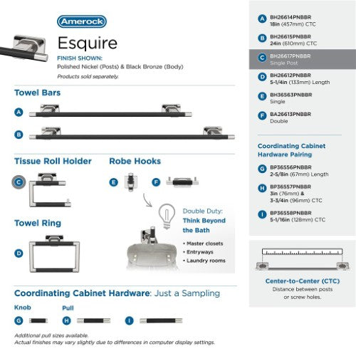 Esquire Zinc & Stainless Steel Polished Nickel / Black Bronze Toilet Paper Holder 6