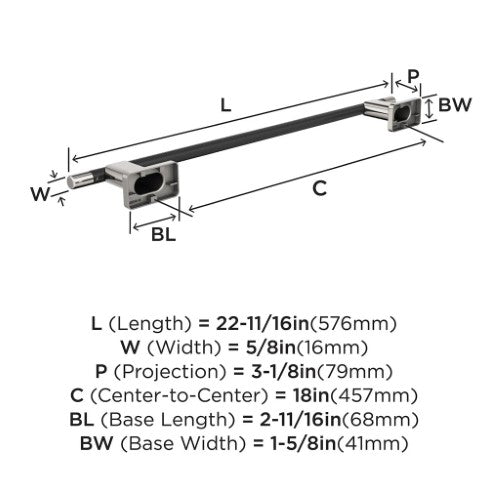 Esquire Zinc & Stainless Steel Polished Nickel / Black Bronze Towel Bar 3