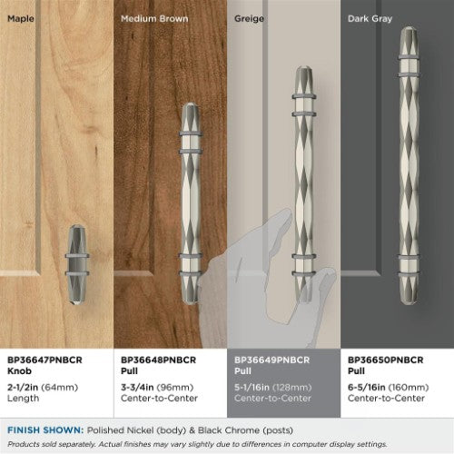 London Zinc Polished Nickel / Black Chrome Cabinet Pull 20