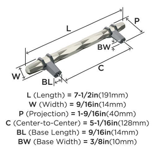 London Zinc Polished Nickel / Black Chrome Cabinet Pull 9