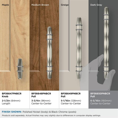London Zinc Polished Nickel / Black Chrome Cabinet Pull 21