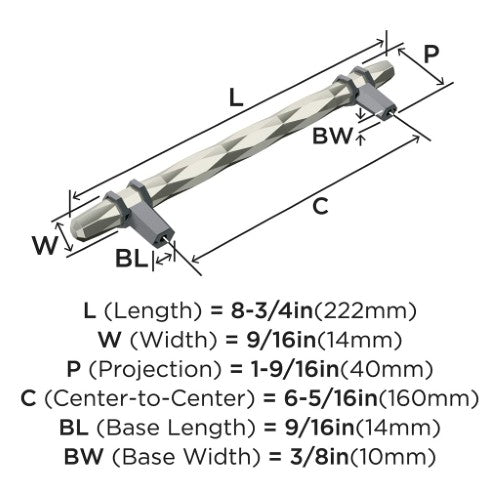 London Zinc Polished Nickel / Black Chrome Cabinet Pull 10