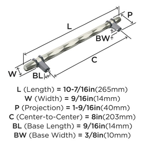 London Zinc Polished Nickel / Black Chrome Cabinet Pull 6