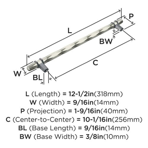 London Zinc Polished Nickel / Black Chrome Cabinet Pull 7