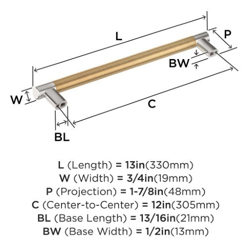 Esquire Zinc & Stainless Steel Polished Nickel / Champagne Bronze Appliance Pull 4