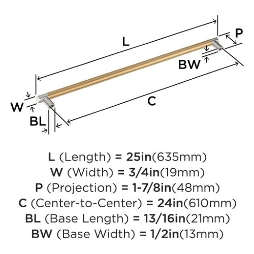 Esquire Zinc & Stainless Steel Polished Nickel / Champagne Bronze Appliance Pull 6