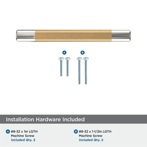 Esquire Zinc & Stainless Steel Polished Nickel / Champagne Bronze Cabinet Pull 13