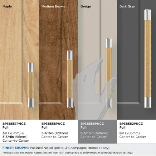 Esquire Zinc & Stainless Steel Polished Nickel / Champagne Bronze Cabinet Pull 25