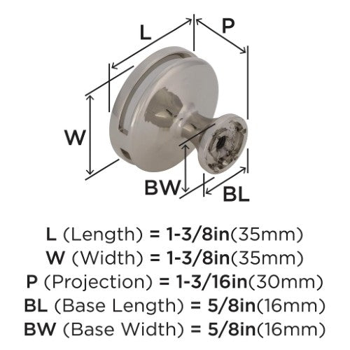 Oberon Zinc & Acrylic Polished Nickel / Frosted Acrylic Cabinet Knob 3