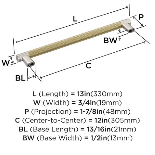 Esquire Zinc & Stainless Steel Polished Nickel / Golden Champagne Appliance Pull 4