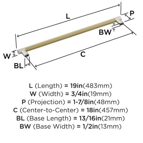 Esquire Zinc & Stainless Steel Polished Nickel / Golden Champagne Appliance Pull 5