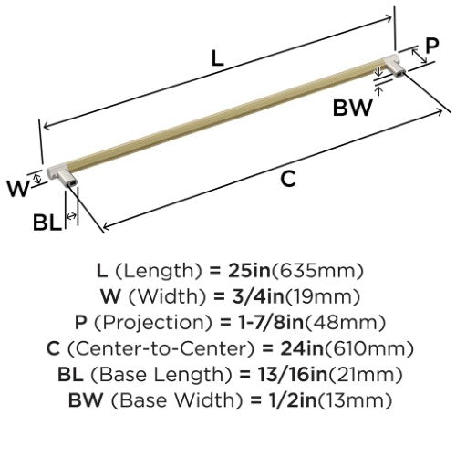 Esquire Zinc & Stainless Steel Polished Nickel / Golden Champagne Appliance Pull 6