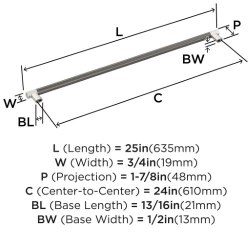 Esquire Zinc & Stainless Steel Polished Nickel / Gunmetal Appliance Pull 6