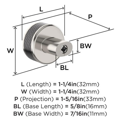 Esquire Zinc Polished Nickel / Gunmetal Cabinet Knob 2
