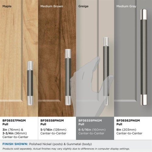 Esquire Zinc & Stainless Steel Polished Nickel / Gunmetal Cabinet Pull 26