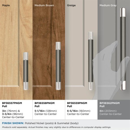Esquire Zinc  Polished Nickel / Gunmetal Cabinet Pull 4