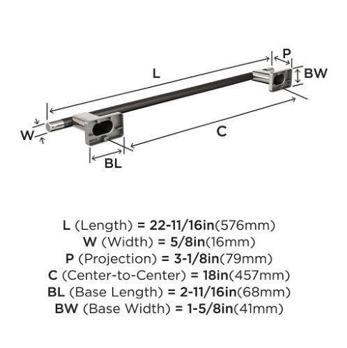 Esquire Zinc & Stainless Steel Polished Nickel / Gunmetal Towel Bar 3