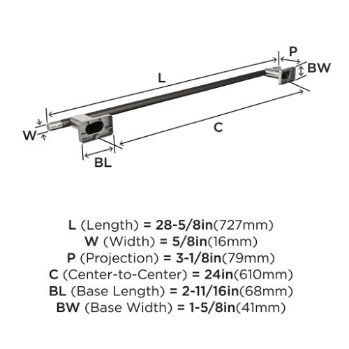 Esquire Zinc & Stainless Steel Polished Nickel / Gunmetal Towel Bar 4