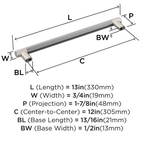 Esquire Zinc & Stainless Steel Polished Nickel / Stainless Steel Appliance Pull 4