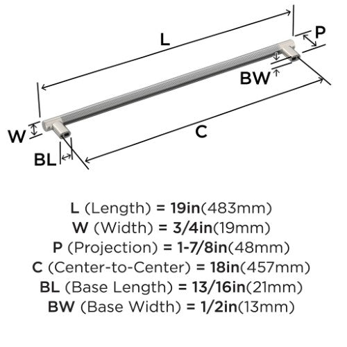 Esquire Zinc & Stainless Steel Polished Nickel / Stainless Steel Appliance Pull 5
