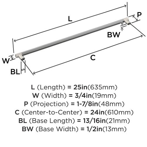 Esquire Zinc & Stainless Steel Polished Nickel / Stainless Steel Appliance Pull 6