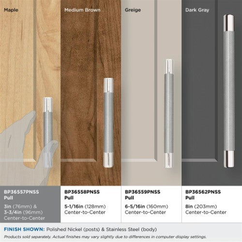 Esquire Zinc & Stainless Steel Polished Nickel / Stainless Steel Cabinet Pull 19