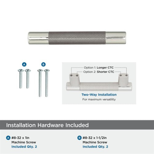 Esquire Zinc & Stainless Steel Polished Nickel / Stainless Steel Cabinet Pull 22