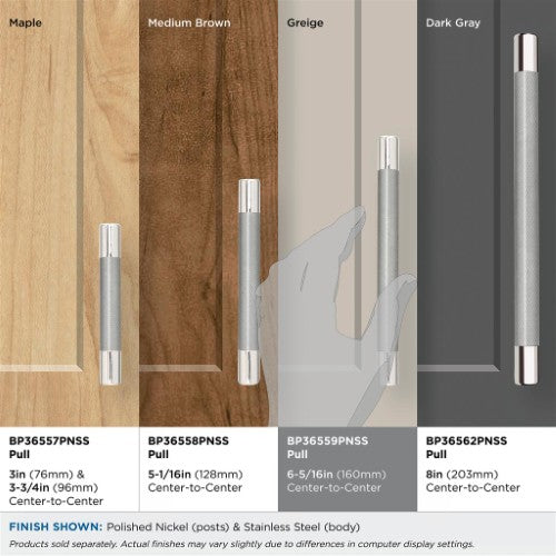 Esquire Zinc & Stainless Steel Polished Nickel / Stainless Steel Cabinet Pull 24