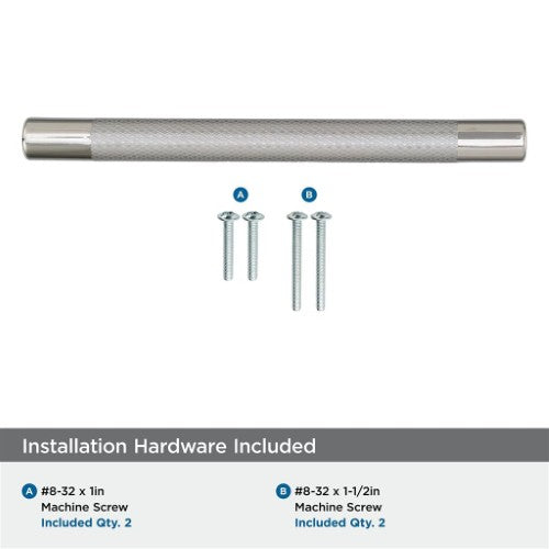 Esquire Zinc & Stainless Steel Polished Nickel / Stainless Steel Cabinet Pull 25