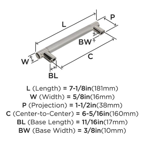 Esquire Zinc & Stainless Steel Polished Nickel / Stainless Steel Cabinet Pull 4